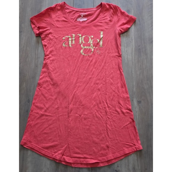 Victoria's Secret Other - Victoria's Secret Angel Y2K Short Sleeve Red Sleep Dress W/ Gold Glitter Women S